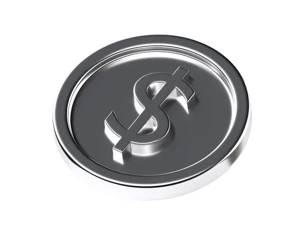 3D渲染硬币 美元游戏图标 赌场使用货币和金融徽章 卡通货币符号 银行支付金属概念 在白色背景上隔离的金牌标志 — 图库照片