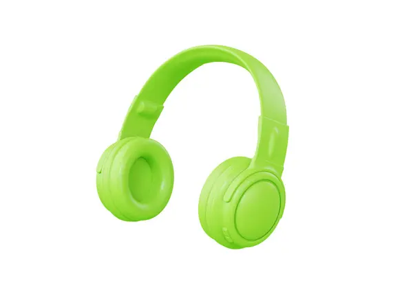 Cuffie Icona Rendering Gadget Audio Verde Auricolare Dispositivo Musicale Volante — Foto Stock