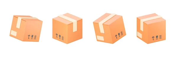 Icône Boîte Livraison Carton Carton Carton Rendu Pour Logistique Ensemble — Photo
