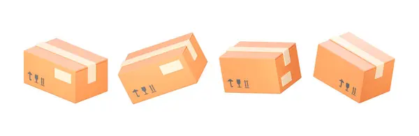 Icono Caja Entrega Cartón Paquete Cartón Para Logística Set Paquetes —  Fotos de Stock