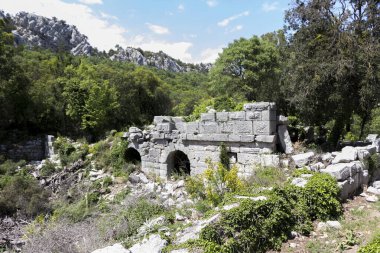 Ancient city of Termessos, eagle's nest. Archaeological open-air museum. High fortress in the mountains