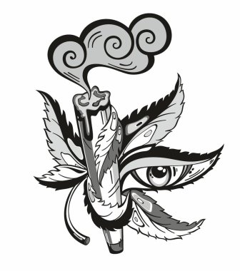 Marihuana yaprağı, kenevir yaprağı simgesi, vektör illüstrasyonu