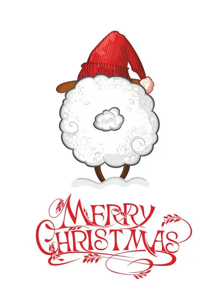 Joyeux Noël Joyeux Nouvel Cartes Des Moutons Agneau — Image vectorielle