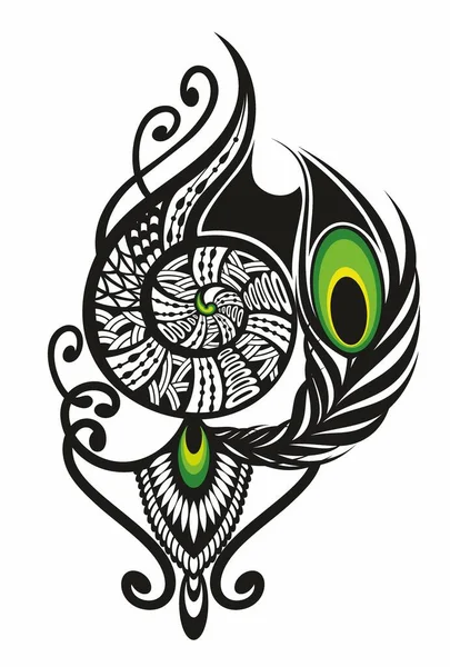 Peacock Penas Vector Logo Design — Vetor de Stock