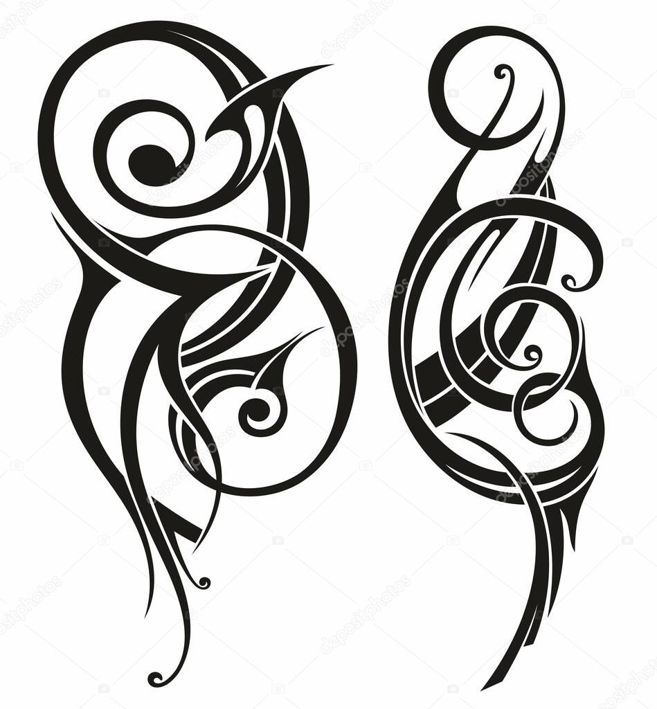 Tribal art tattoo  with Decorative ethnic elements