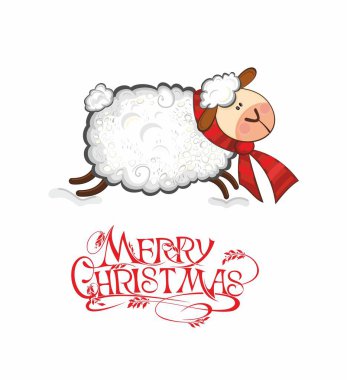 Noel koyunu. Mutlu Noeller ve mutlu yıllar kartları. Kuzu.