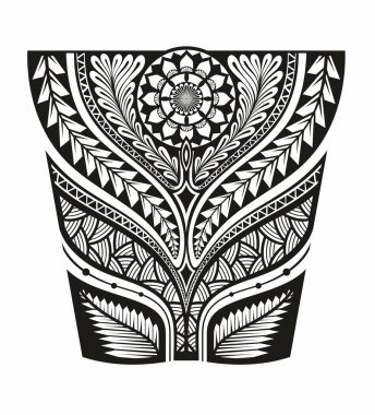 Tattoo tribal abstract sleeve, black arm shoulder tattoo fantasy pattern vector art design isolated on white background clipart
