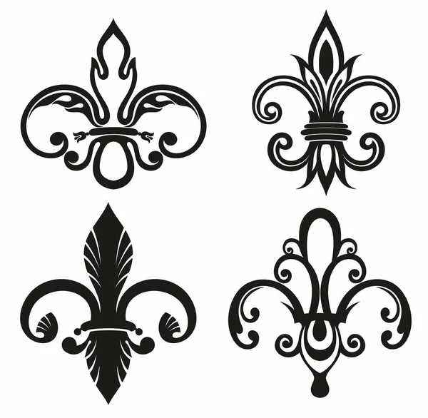 Μαύρο Εραλδικό Βασιλικό Κρίνο Λογότυπο Σχεδιαστικό Στοιχείο Διακόσμηση Γραφικό Διανυσματικό — Διανυσματικό Αρχείο