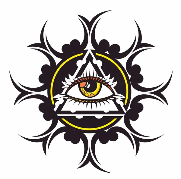 Vintage All See Eye Πρόνοια Μαγικό Σύμβολο Για Εκτύπωση Τατουάζ — Διανυσματικό Αρχείο