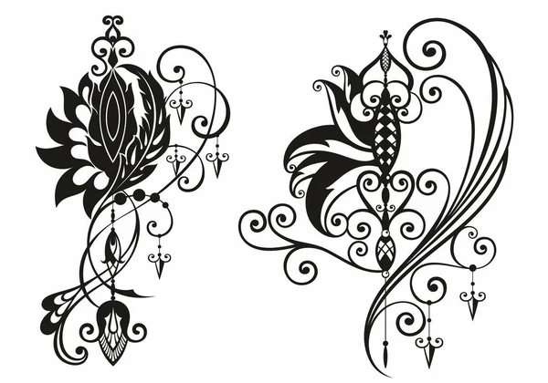 東民族の花のシンボル 蓮の花 メンディ タトゥー 部屋の装飾のための装飾パターン — ストックベクタ