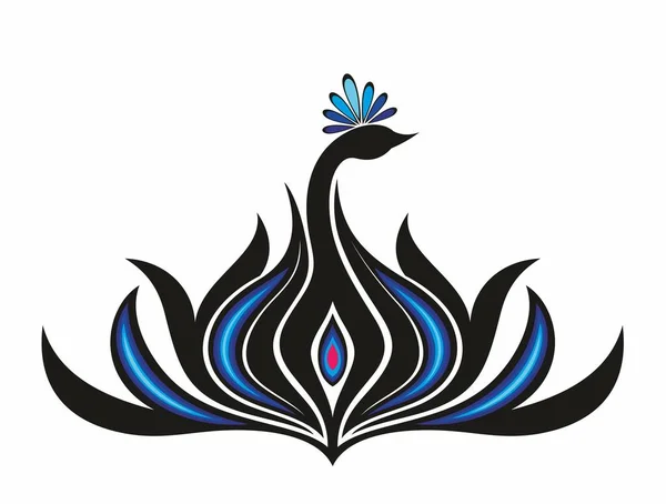 Soyut Tavus Kuşu Logosu Tasarımı Tavuskuşu Sembolü — Stok Vektör