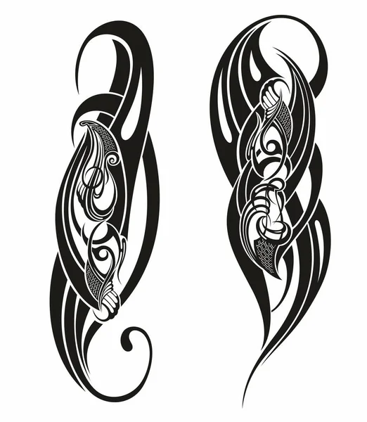 Vector Symbols Ornament Tattoo Beautiful Vector Illustration Drawings Body Ancient — Stockvektor