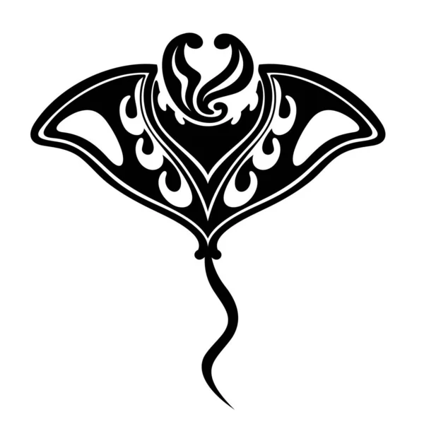 Manta Ray Maori Style Tattoo Sketch Tribal Ethno Style Tattoo — Stock Vector