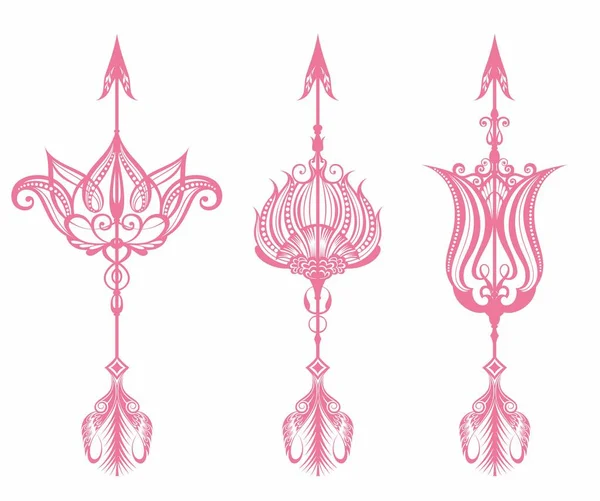 Квіти Лотоса Стрілою Контурний Вектор Квітучий Лотос Дизайн Логотипу Lotus — стоковий вектор