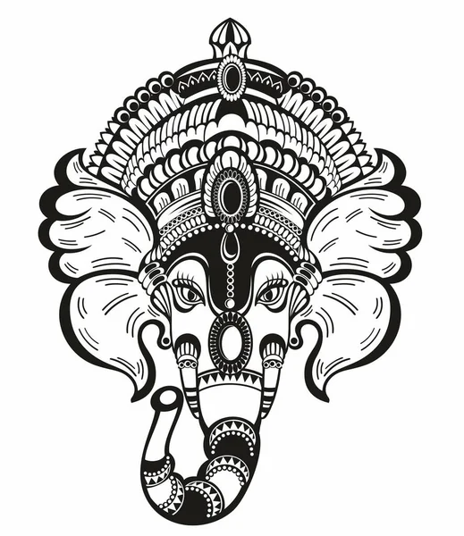 Hindu Lord Ganesha Über Heiligen Geometrischen Formen Mit Strahlen Vektorillustration — Stockvektor