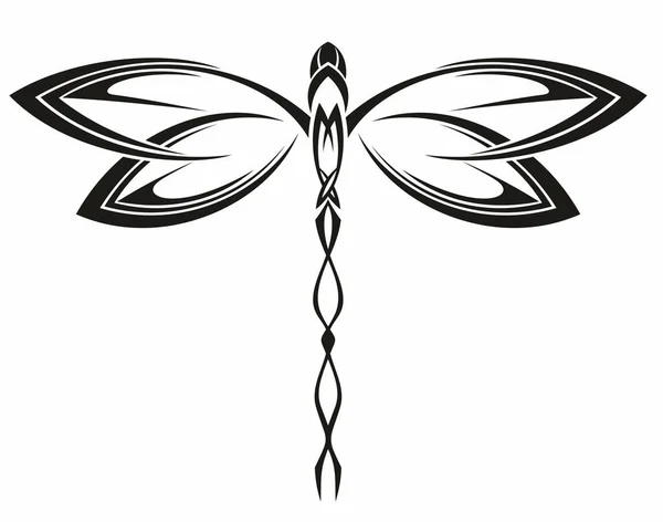 Een Libelle Lineaire Kunst Abstracte Geometrische Libelle Insect Sjabloon Voor — Stockvector