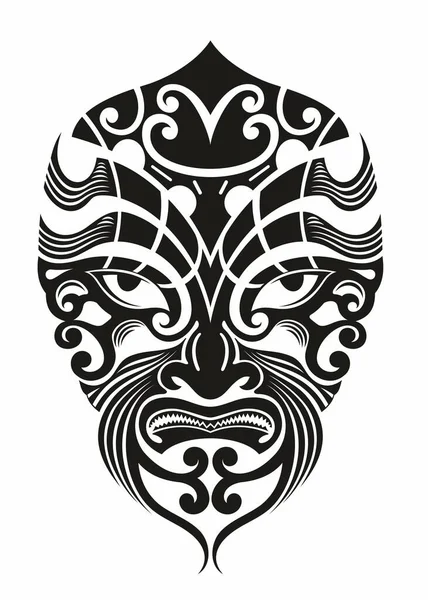 Totem Mask Traditionell Maori Mask Dekorativ Mask Dekoration För Kortdesign — Stock vektor