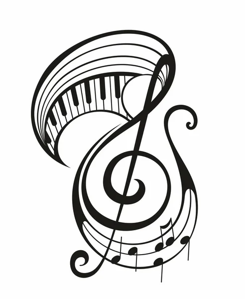 Иллюстрация Вектора Музыкальной Ноты Татуировка — стоковый вектор
