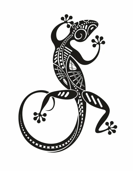 Stylizowana Jaszczurka Dekoracyjne Sylwetki Gadów Wektorowa Ilustracja Łuszczącej Się Jaszczurki — Wektor stockowy