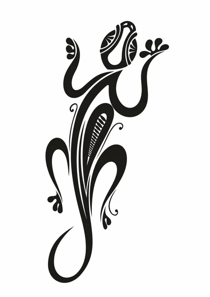 纹身蜥蜴标志设计向量模板 插图设计蜥蜴 符号图标 卡片设计的装饰 电话箱的摘要签名 纺织品理想 — 图库矢量图片