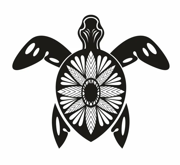 用白色背景隔离的海龟的矢量黑色轮廓 — 图库矢量图片