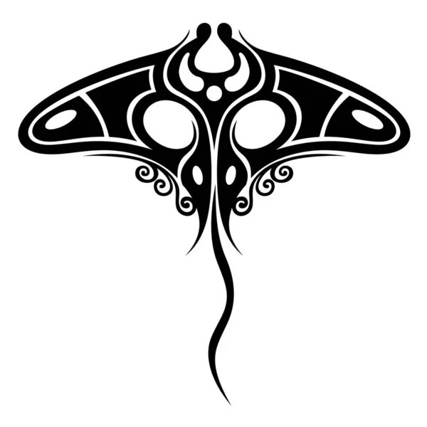 Manta Ray Maori Style Tattoo Sketch Tribal Ethno Style Tattoo — Vetor de Stock