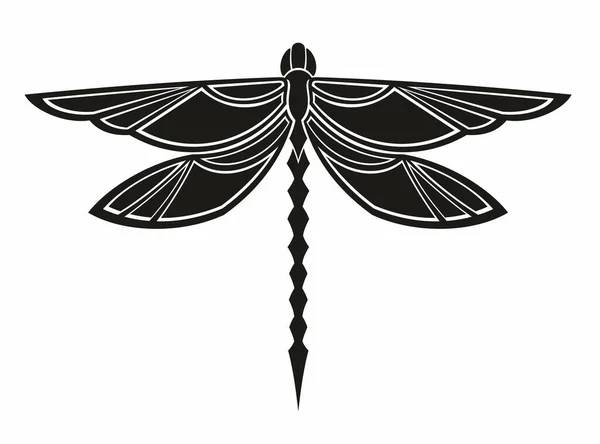 Σχέδιο Dragonfly Καμπύλη Διακόσμηση Σχεδιασμό Silhouette Διάνυσμα Επίπεδη Απεικόνιση Κόβω — Διανυσματικό Αρχείο