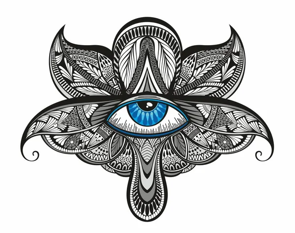 Волшебный Глаз Мудрости Векторная Иллюстрация Стиле Бохо Элегантная Богемная Эмблема — стоковый вектор