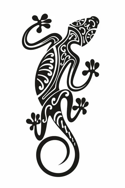 Lagarto Estilizado Silhueta Decorativa Réptil Ilustração Vetorial Lagarto Escamoso Logotipo — Vetor de Stock