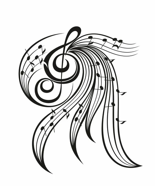Siyah Beyaz Müzik Sembolü Müzik Dövmesi Logosu Müzik Notalar Vektör — Stok Vektör