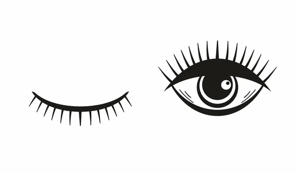 Augen Und Wimpernsymbole Als Vektorillustration Isolierte Plakette Für Website Oder — Stockvektor
