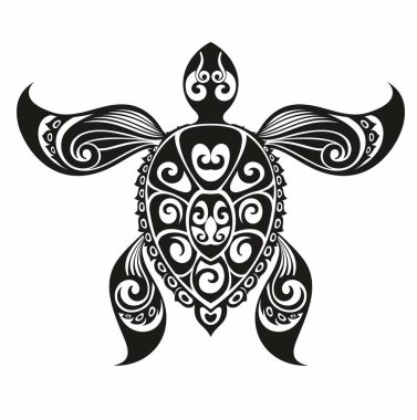 Beyaz arka planda izole edilmiş siyah kaplumbağa silueti..