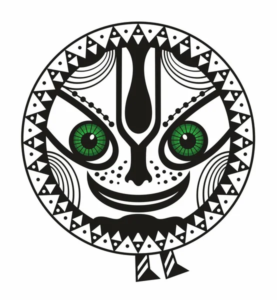 圆形纹身装饰毛利族风格 有趣的脸 矢量说明 — 图库矢量图片