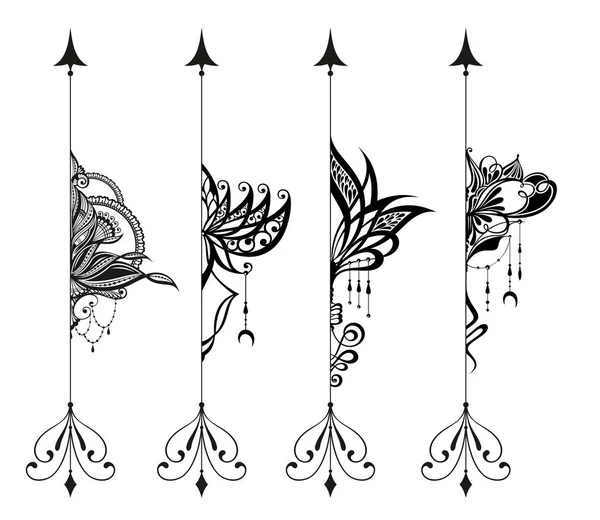 Татуировка Лотоса Стрелками Нарисованная Вручную Изолированный Векторный Орнамент Символ Мудрости — стоковый вектор