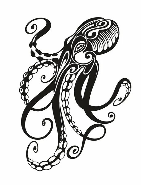 章鱼标志 白色背景的分离章鱼 — 图库矢量图片