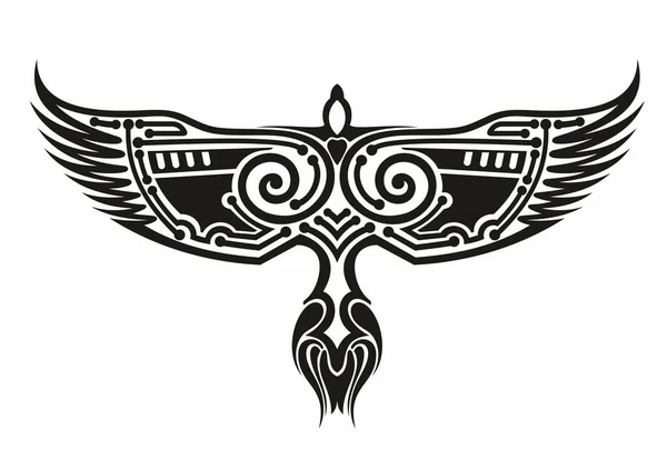 Eagle Logo Șablon Aztec Vultur Desenat Manual Ilustrație Vectorială Mayan — Vector de stoc