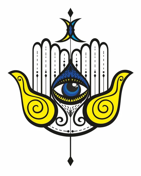 Hamsa Mão Desenhado Símbolo Padrão Decorativo Estilo Oriental Para Decoração —  Vetores de Stock