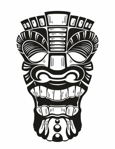 Máscara Tiki Para Bar Surf Hawai Set Ídolos Étnicos Tradicionales — Vector de stock