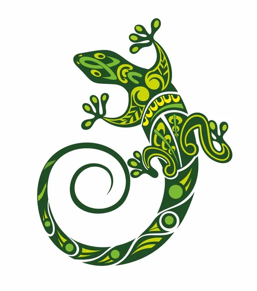 Style Maori Lézard Croquis Tatouage — Image vectorielle