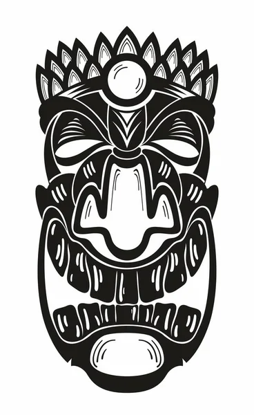 Ilustração Vetorial Uma Máscara Tatuagem Maori Tiki Moko Frente —  Vetores de Stock
