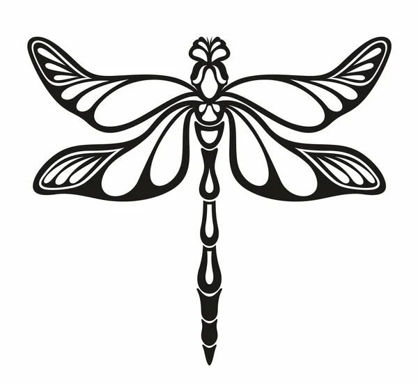 Stilisierte Libelle Vektor Schwarz Weiß Bild Libelle Insekt Geeignet Für — Stockvektor