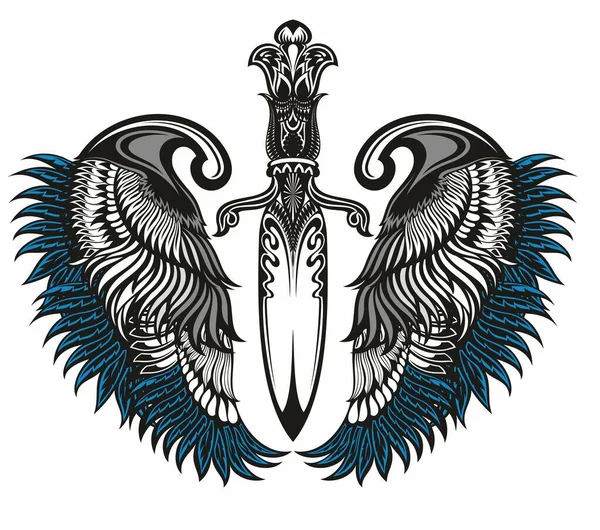 Ξίφος Φτερά Εικονογράφηση Διανύσματος Λογότυπου Σπαθιού Και Πτέρυγας — Διανυσματικό Αρχείο