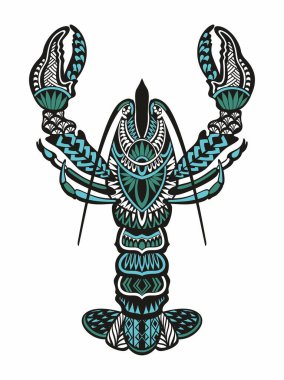 Vektör klasik dekoratif kanser hayvan çizimi. El çizimi tek renkli deniz ürünleri illüstrasyonu. Menü, poster veya etiket için harika.