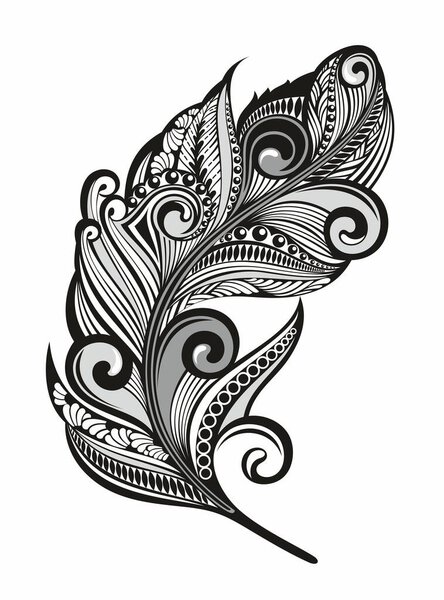 Мистическое космическое перо, Элемент деко на белом. Эстетический объект с восточной стилизацией. Футуристическая абстракция. Фактурный фейерверк. 