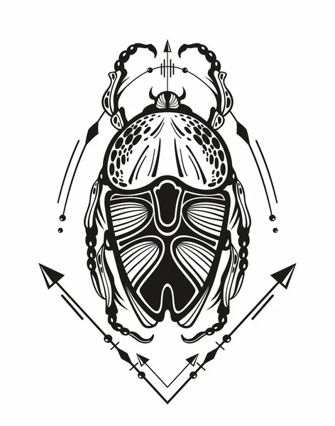 Illustration Vectorielle Avec Insecte Scarabée Tatttoo Scarabée — Image vectorielle