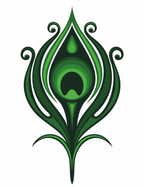 Logo Tipi veya Grafik Tasarım Elementi için Tavuskuşu Tüyü 'nün Gözü. Vektör İllüstrasyonu