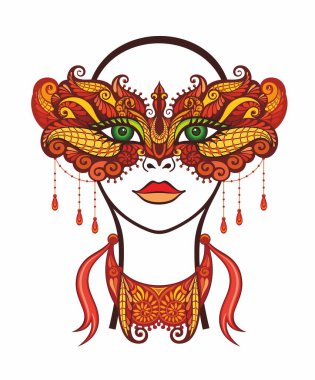 Karnaval maskesi silueti. Vektör simgesi