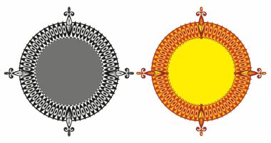 Beyaz arka planda ve sarı renkte lüks yuvarlak tasarım
