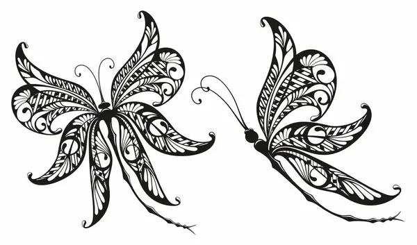 Farfalla Silhouette Del Tatuaggio Adesivi Disegnati Mano Grafico Vettoriale Grafiche Vettoriali