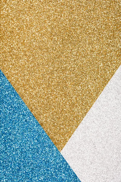 Sfondo Glitter Festivo Nei Colori Oro Blu Argento Con Spazio — Foto Stock